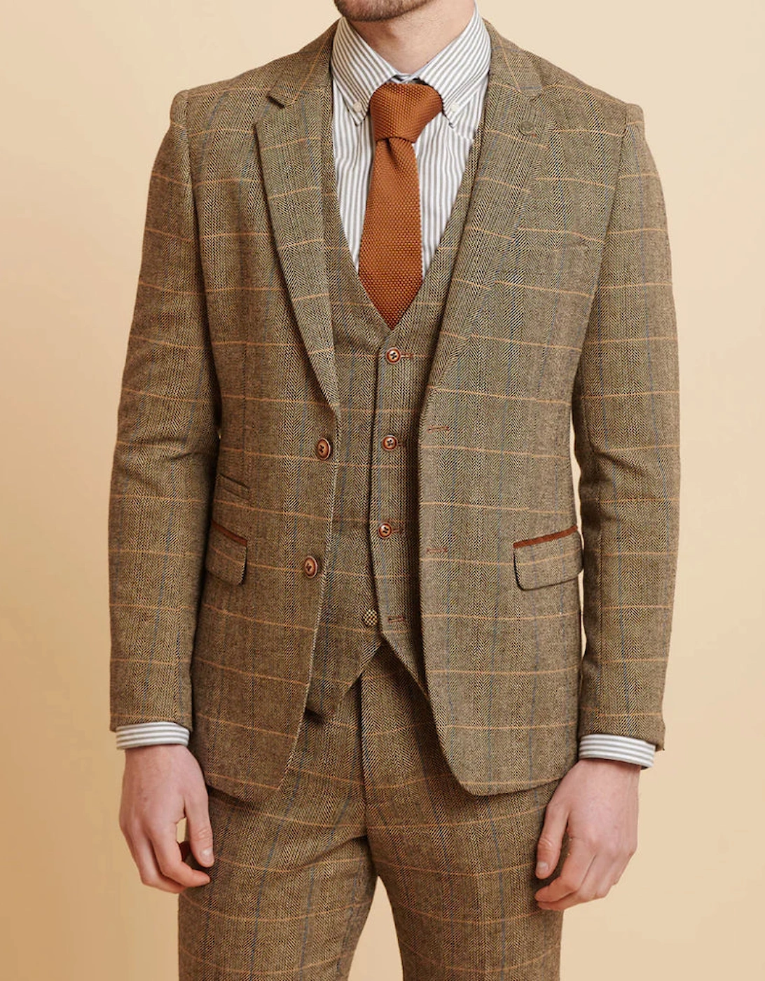 Ted Check Tweed Waistcoat - Tan