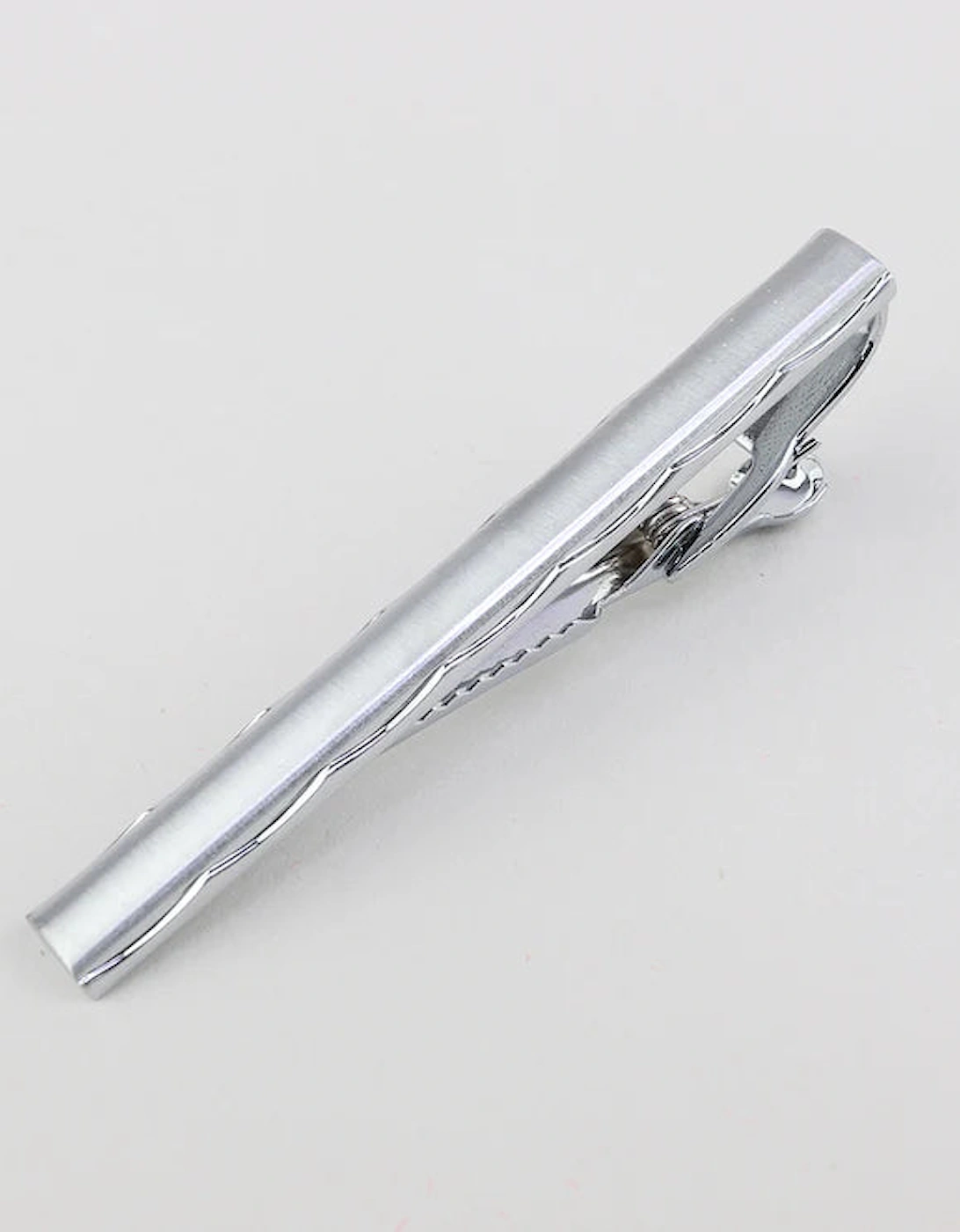 Waved Edge Tie Bar - Brushed Silver Finish, 2 of 1