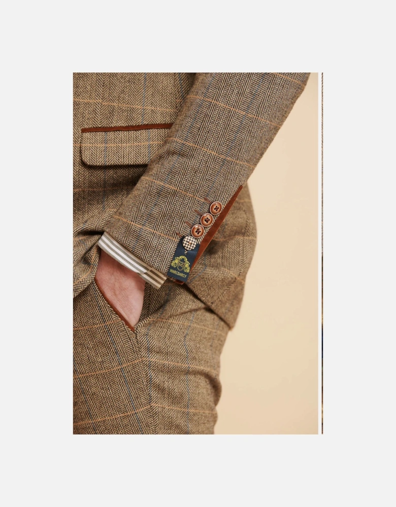 Ted Check Tweed Trouser - Tan