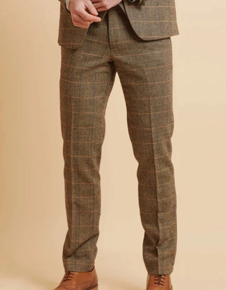 Ted Check Tweed Trouser - Tan