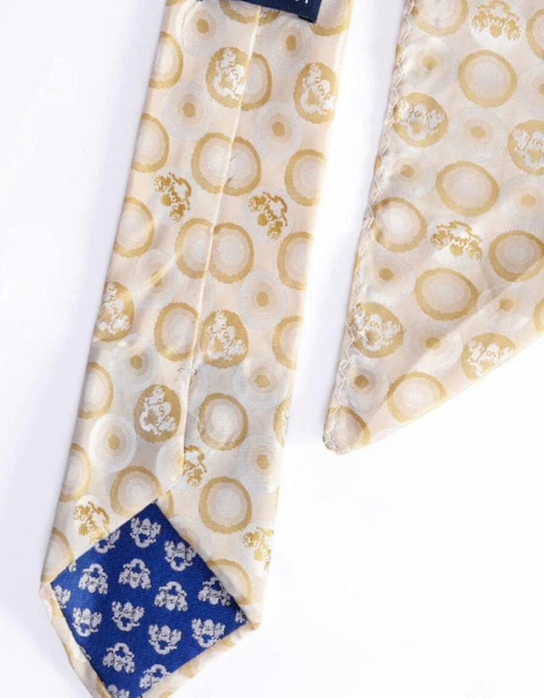 Bubbles Print Tie & Pocket Square Set - Stone