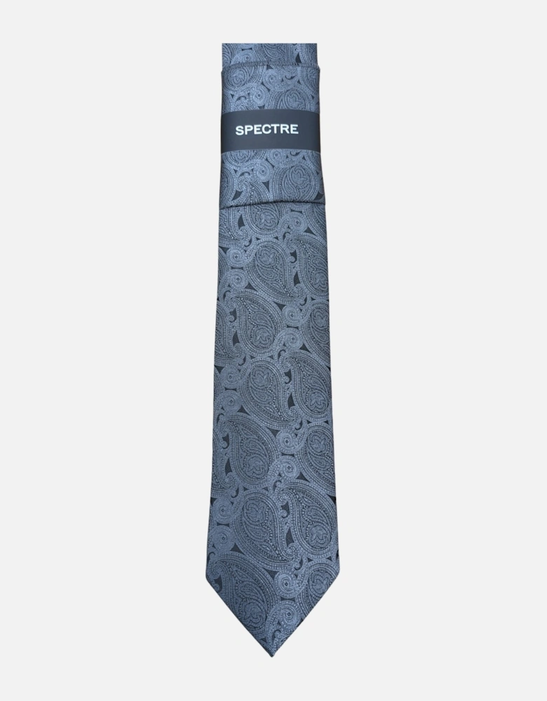 -  Dual Colour Paisley Tie - Black/Silver