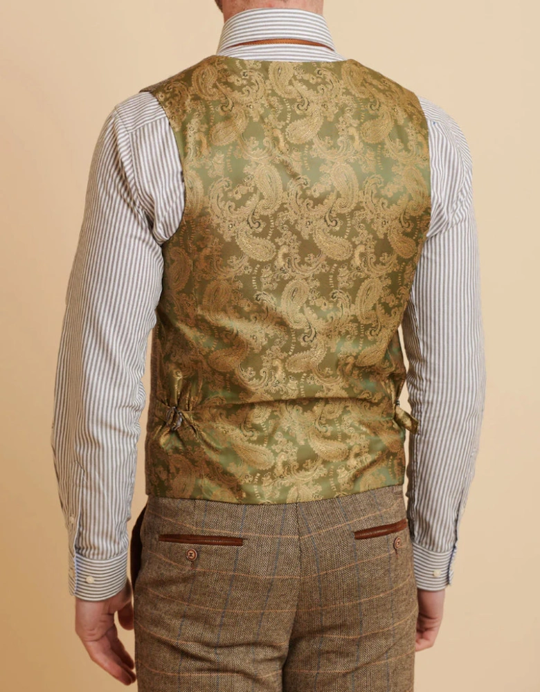 Ted Check Tweed Waistcoat - Tan