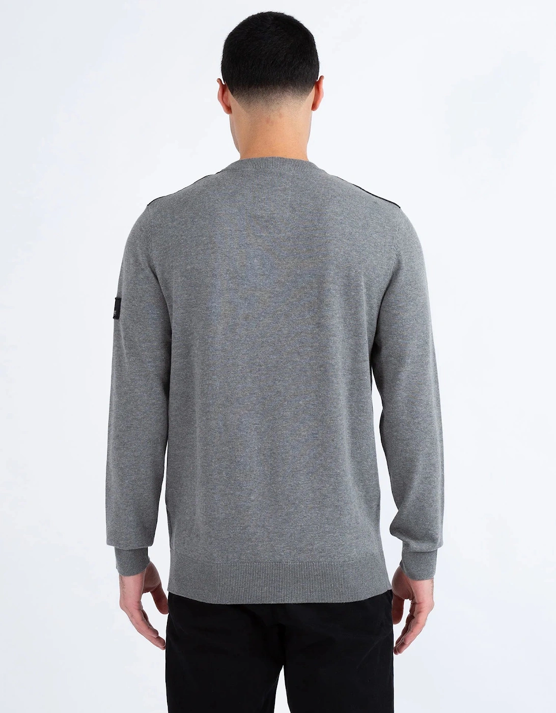 LUKE1977 Berwick Knitted Crew Jumper - Marl Grey