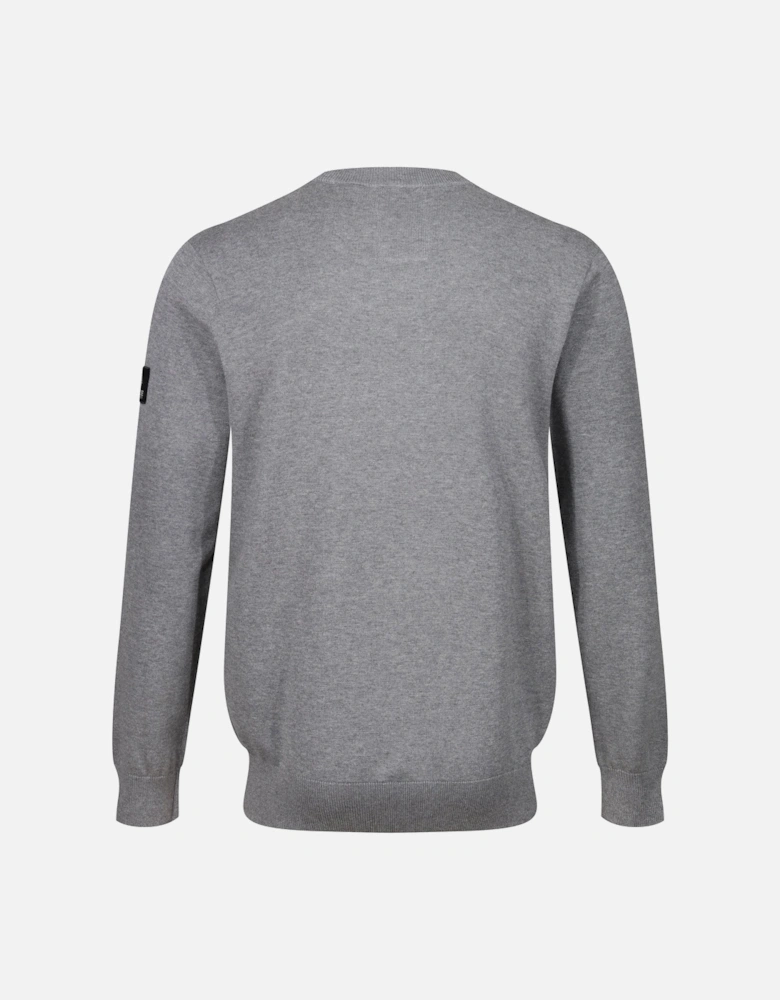 LUKE1977 Berwick Knitted Crew Jumper - Marl Grey