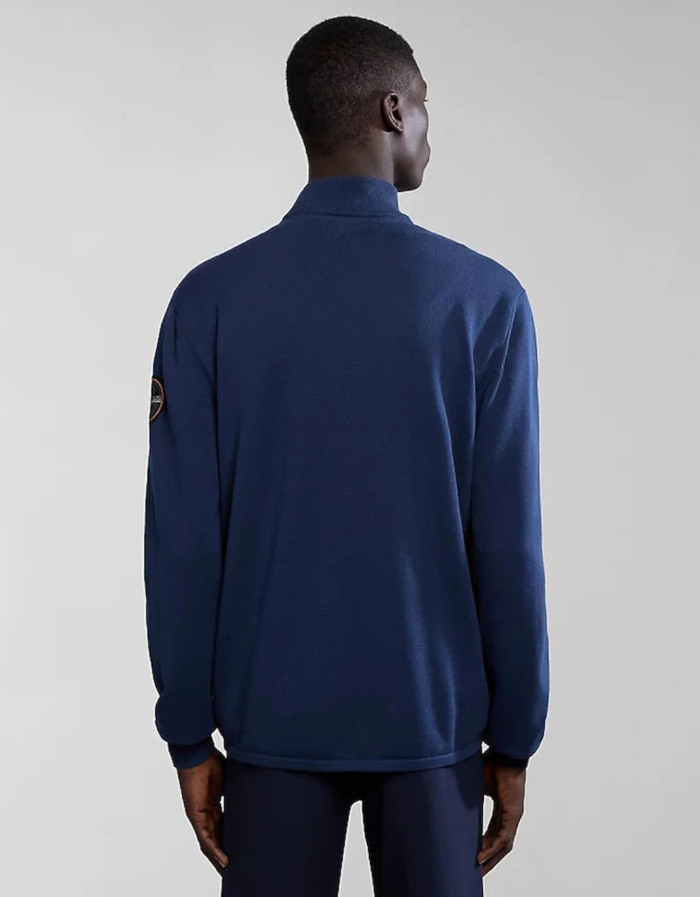 D-Huron Full Zip Knitted Jumper - Navy Blue