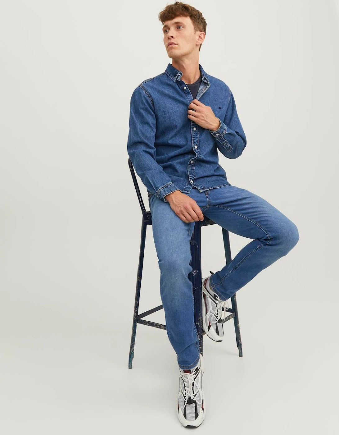 Men's Jack & Jones Glenn Original 223 Slim Fit Jeans - Mid Blue - Size: 34/30