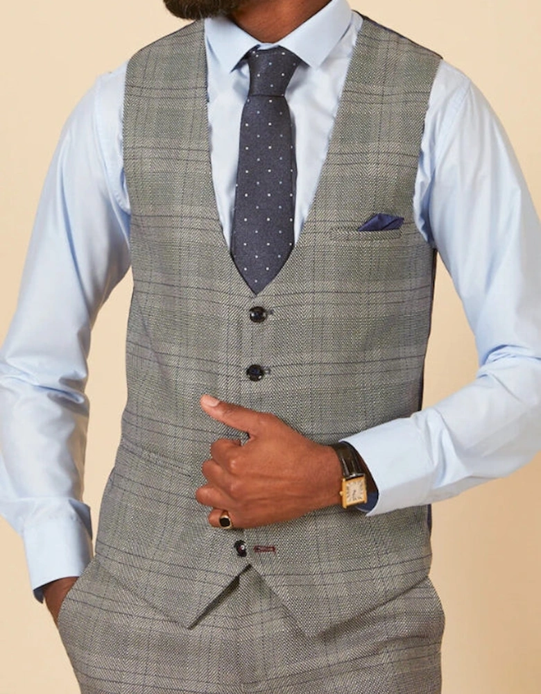 Jerry Check Waistcoat - Grey