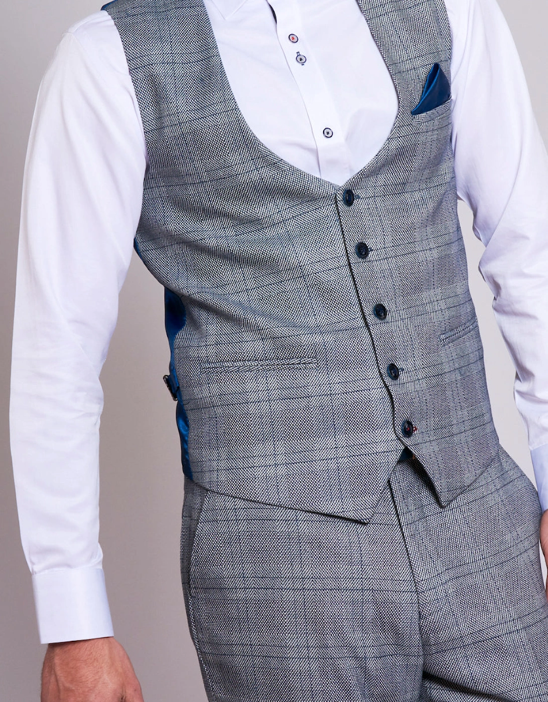 Jerry Check Waistcoat - Grey