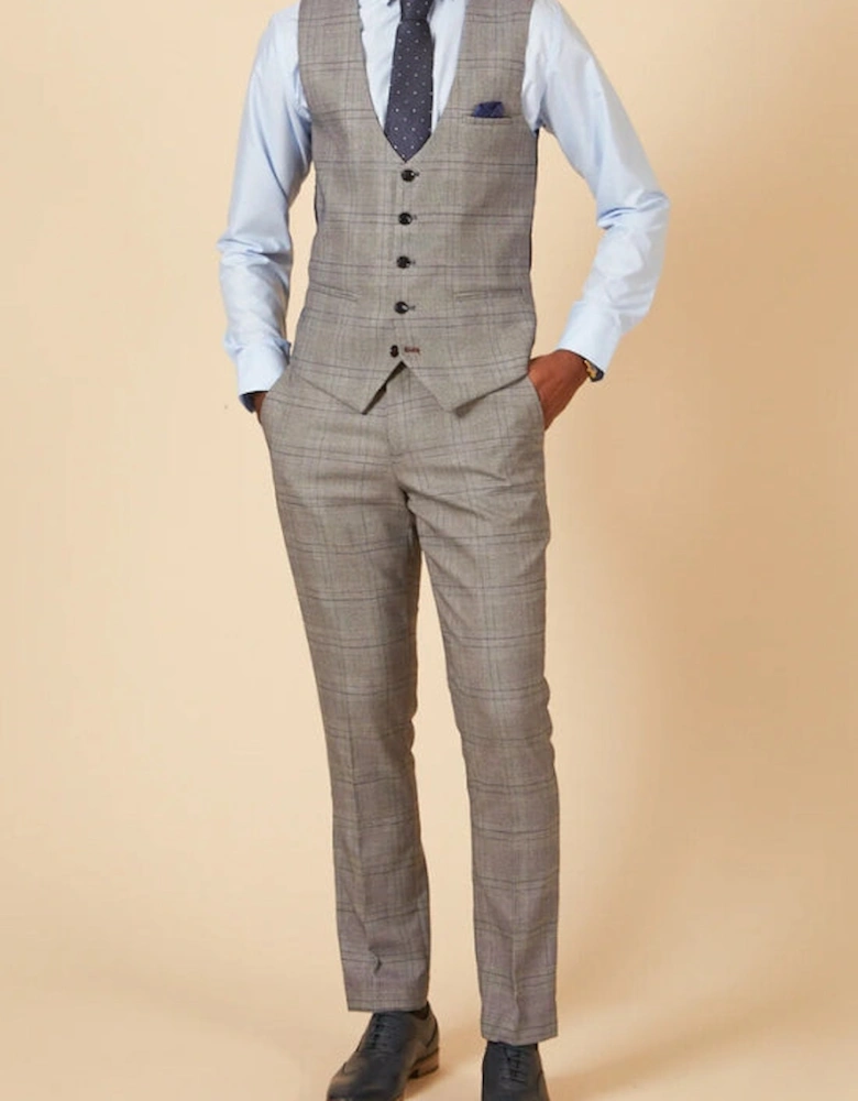 Jerry Check Waistcoat - Grey