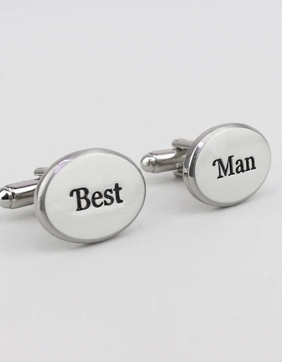 Rhodium Effect Oval Best Man Cufflinks, 2 of 1