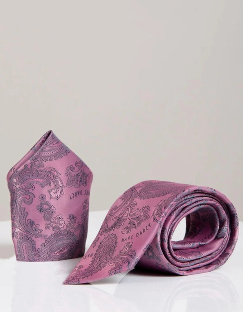 Paisley Tie & Pocket Square Set - Pink