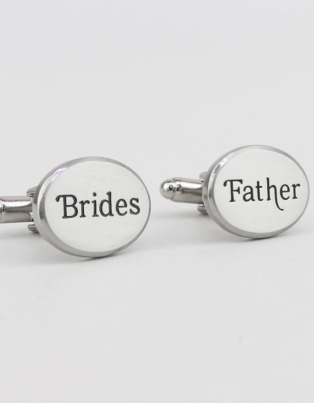 Rhodium Effect Oval Brides Father Cufflinks, 2 of 1