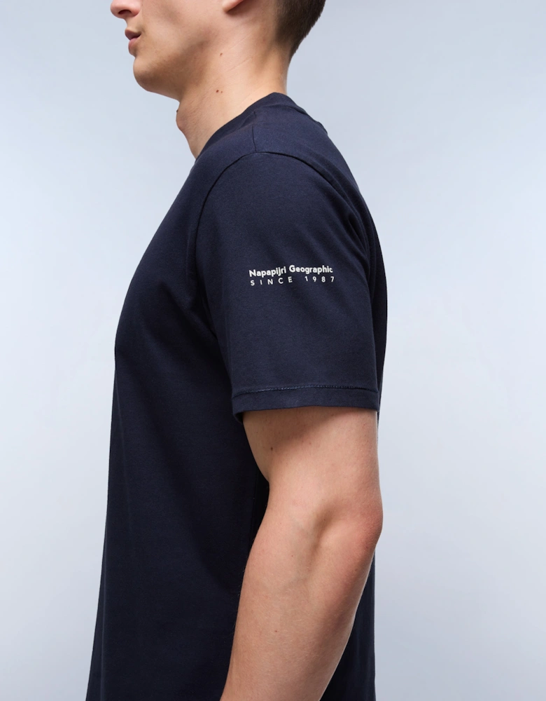 S-Badge Logo Short Sleeve T-Shirt - Navy Blue