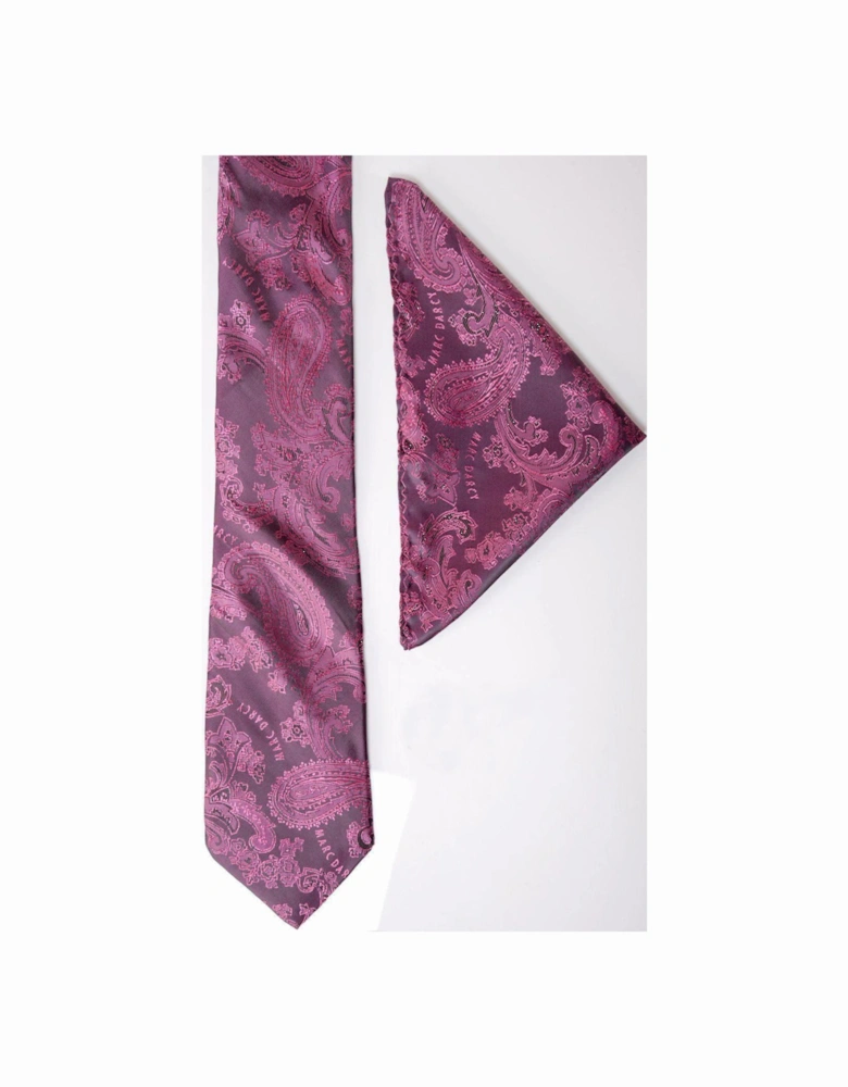 Paisley Tie & Pocket Square Set - Berry