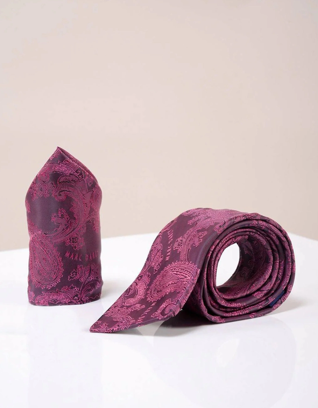 Paisley Tie & Pocket Square Set - Berry