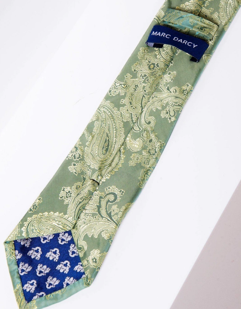 Paisley Tie & Pocket Square Set - Green