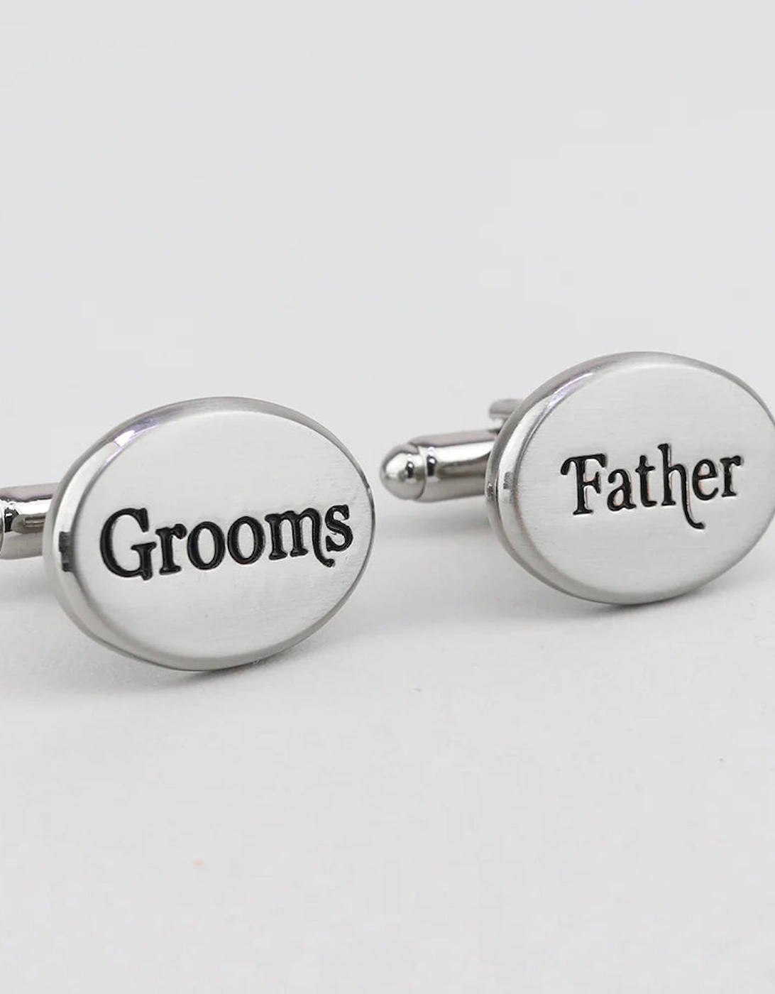 Rhodium Effect Oval Grooms Father Cufflinks, 2 of 1