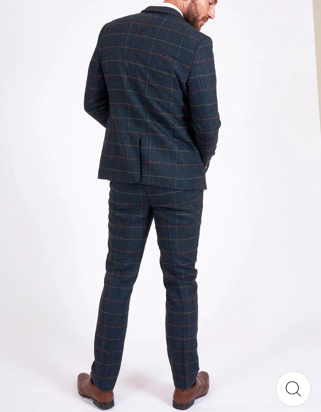 Eton Tweed Check Blazer - Navy Blue