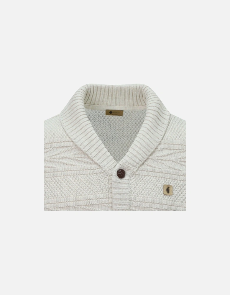 Jay Long Sleeve, Textured Knit, Nautical Style, Button Through Men's Cardigan | Cream