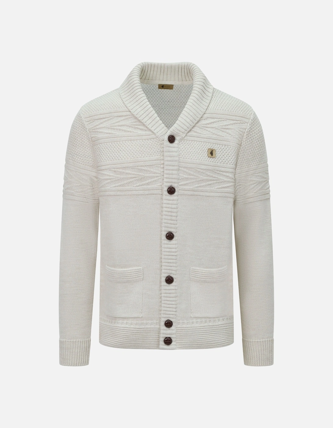 Jay Long Sleeve, Textured Knit, Nautical Style, Button Through Men's Cardigan | Cream, 5 of 4