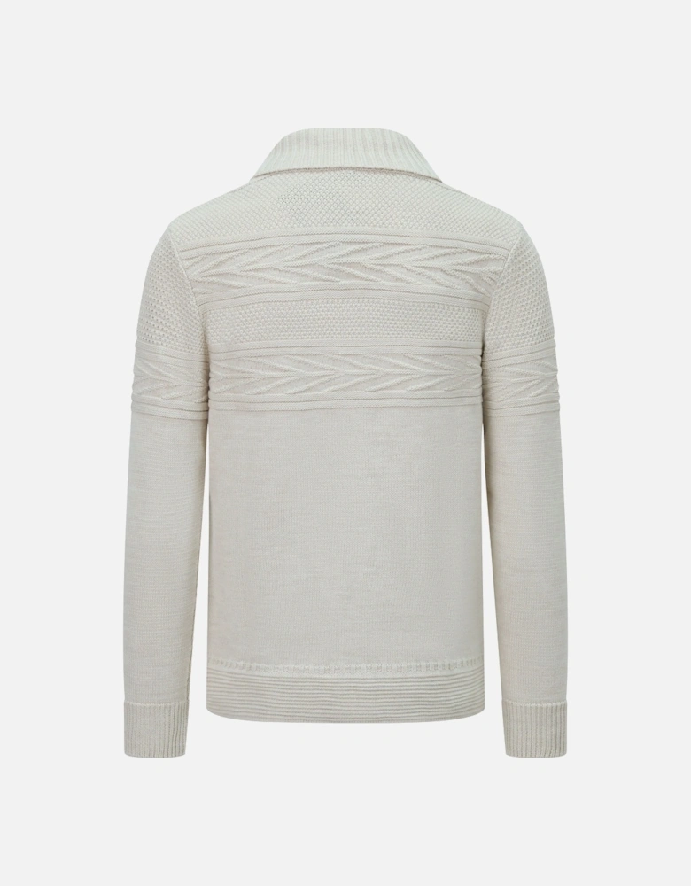 Jay Long Sleeve, Textured Knit, Nautical Style, Button Through Men's Cardigan | Cream