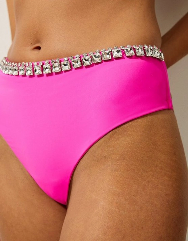 Premium Embellished High Waist Bikini Bottoms