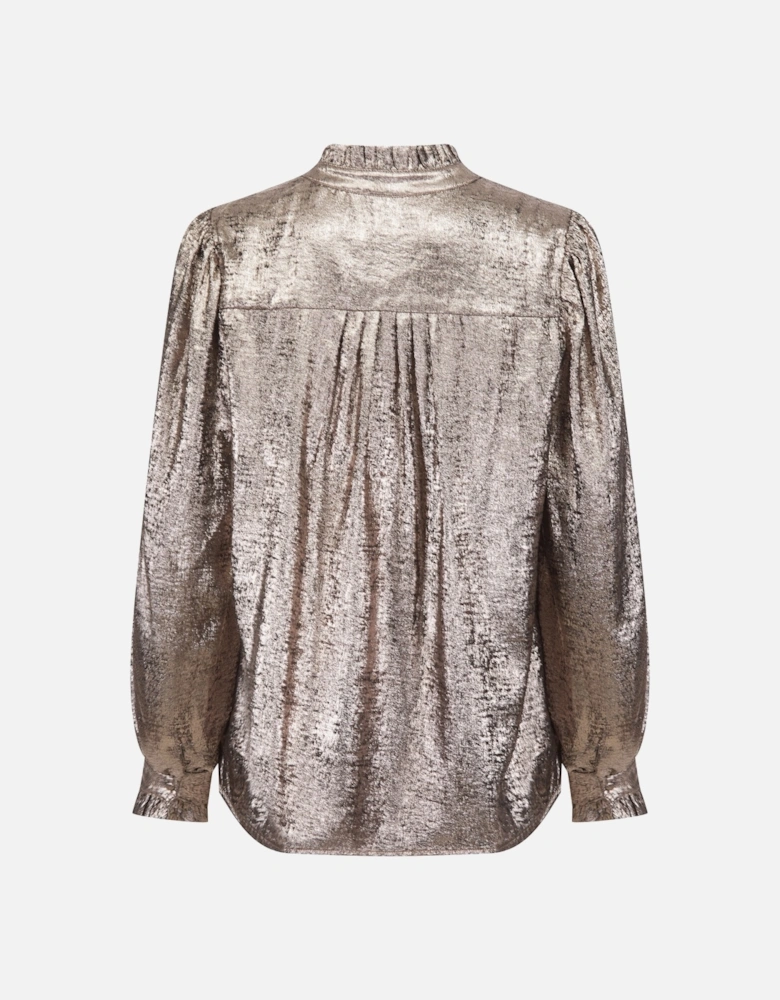 SYLVIA LAME BLOUSE IN LIGHT BRONZE