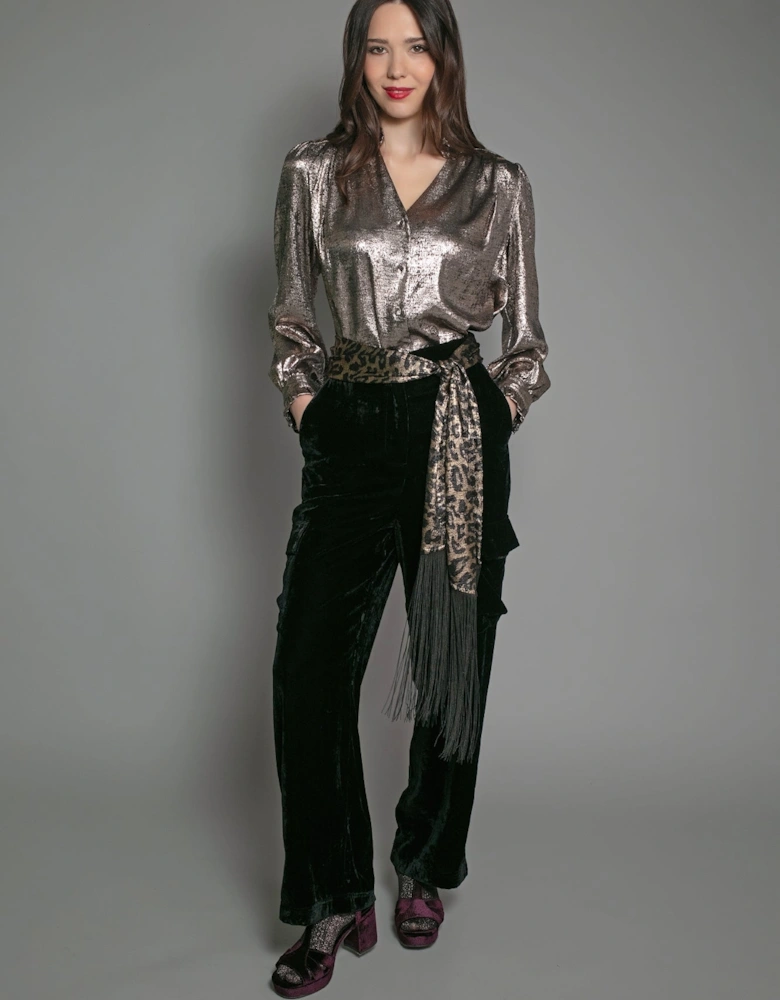 SYLVIA LAME BLOUSE IN LIGHT BRONZE