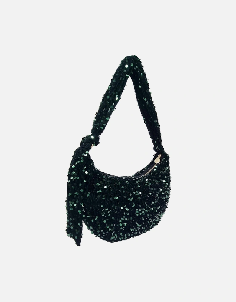 NESSA HALF MOON SEQUIN BAG IN GREEN