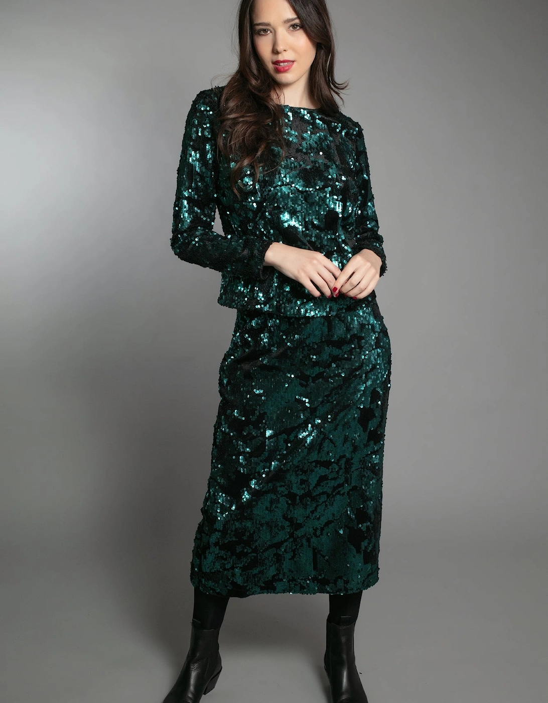 AUDREY SEQUIN TOP EMERALD