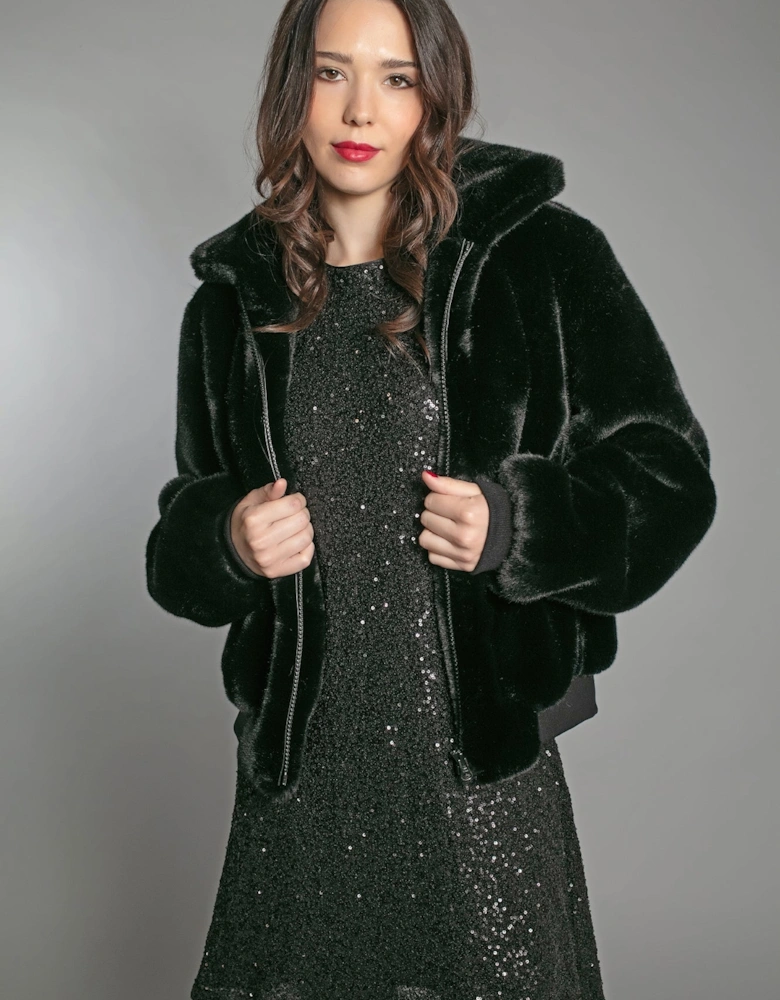 DUSTY SEQUIN T SHIRT DRESS IN BLACK