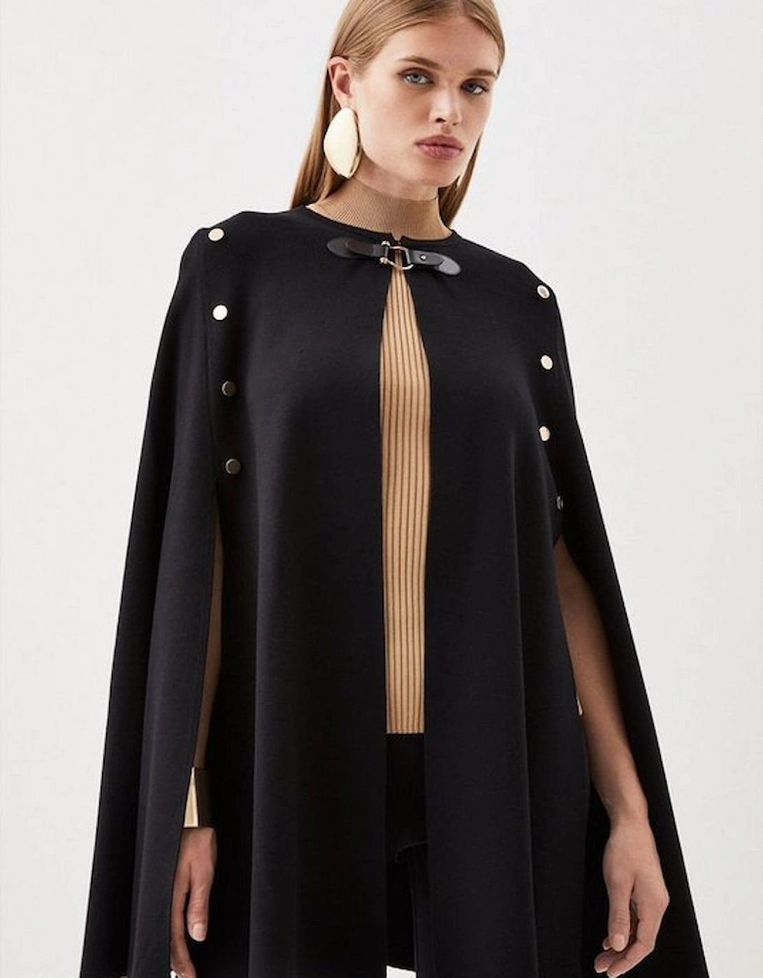 Popper Detail Knit Cape, 2 of 1