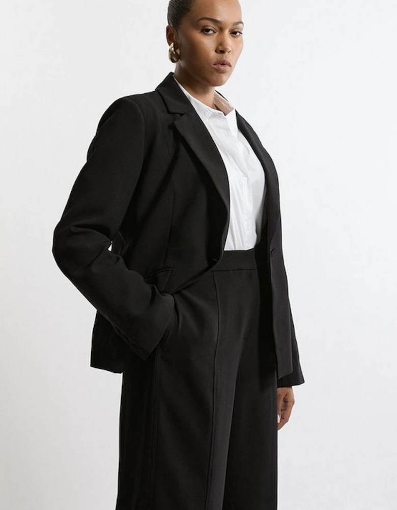 Plus Size Tailored Crepe Single Breasted Blazer Jacket