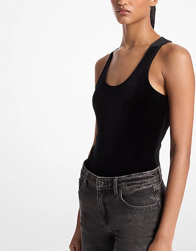 Stretch Velvet Racerback Bodysuit