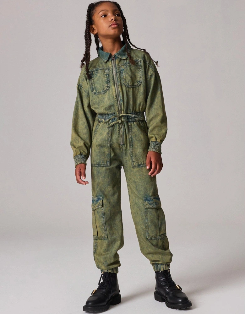 All Saints Kids Cargo Jumpsuit - Khaki