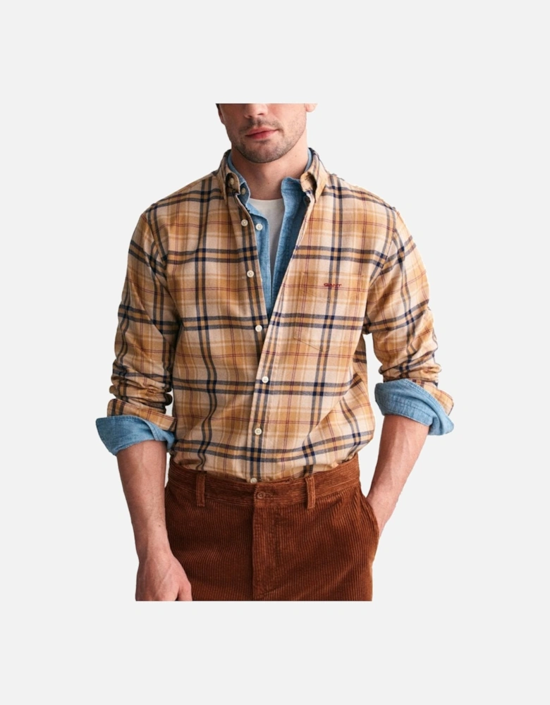 Jaspe Flannel Plaid Shirt Caramel Beige