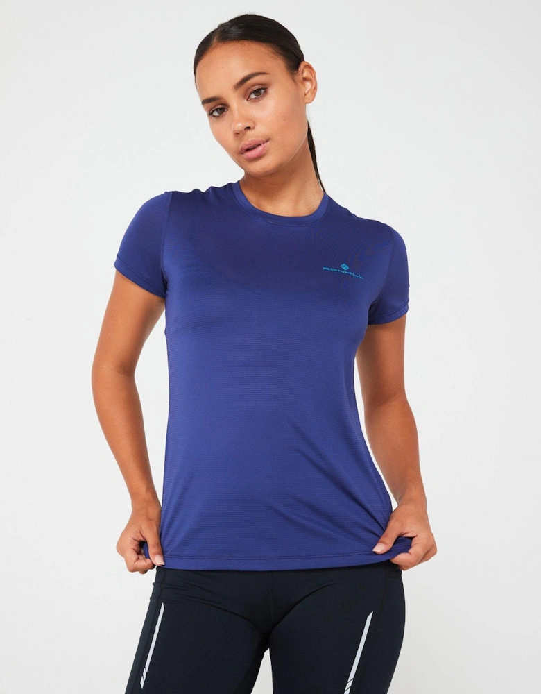 Womens Tech Running Short Sleeved Tee-blue