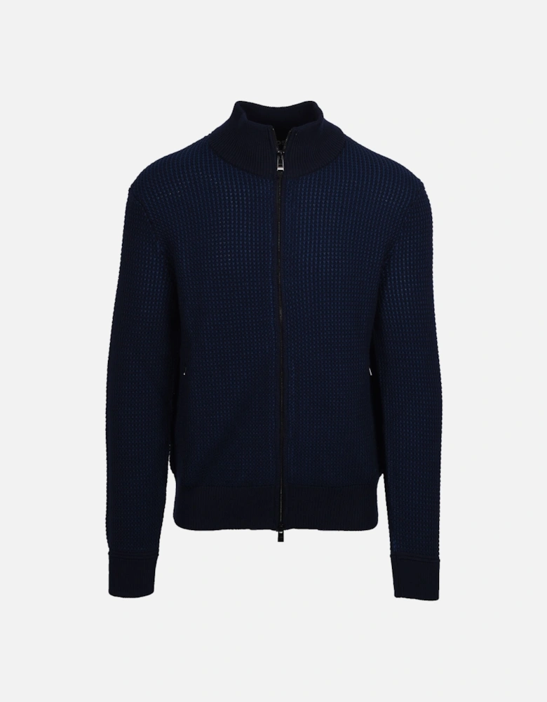 Boss H-emabeo Full Zip Knitwear Dark Blue