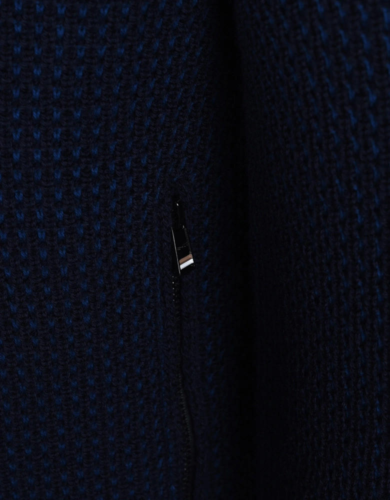 Boss H-emabeo Full Zip Knitwear Dark Blue