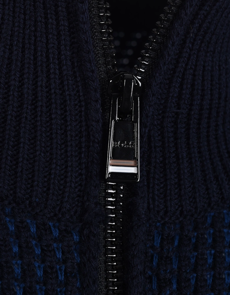 Boss H-emabeo Full Zip Knitwear Dark Blue