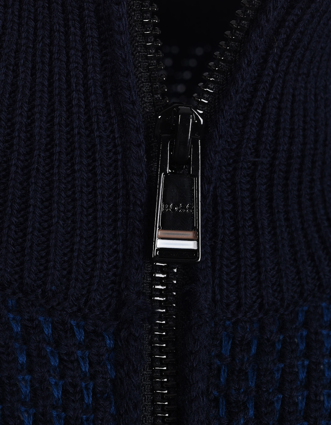 Boss H-emabeo Full Zip Knitwear Dark Blue