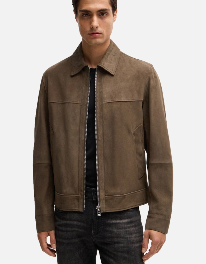 Boss H-malbano5 Suede Jacket Open Green