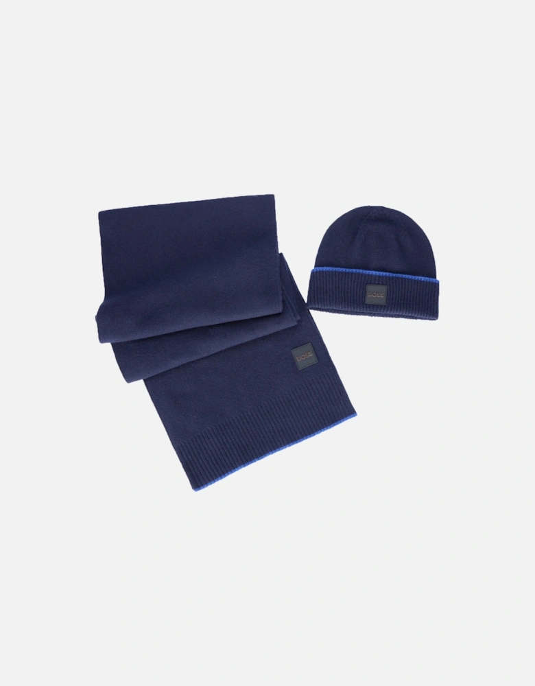 Boss Armato_scarf And Hat Set Dark Blue