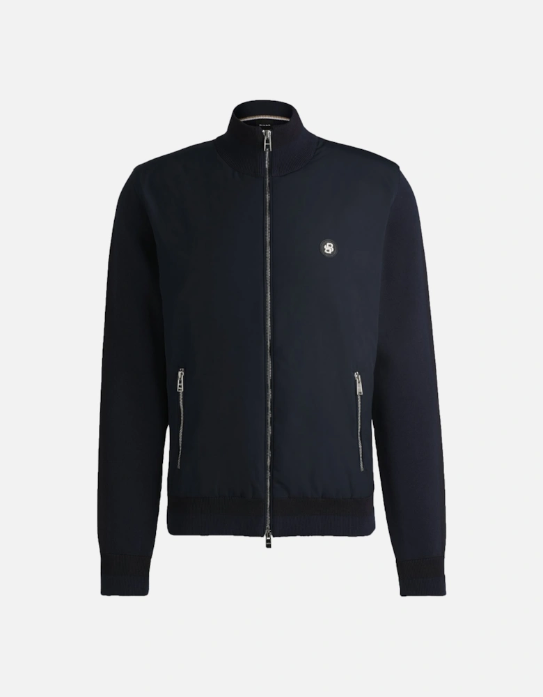 Boss C-Darmando Mixed-material Zip-up Jacket Dark Blue