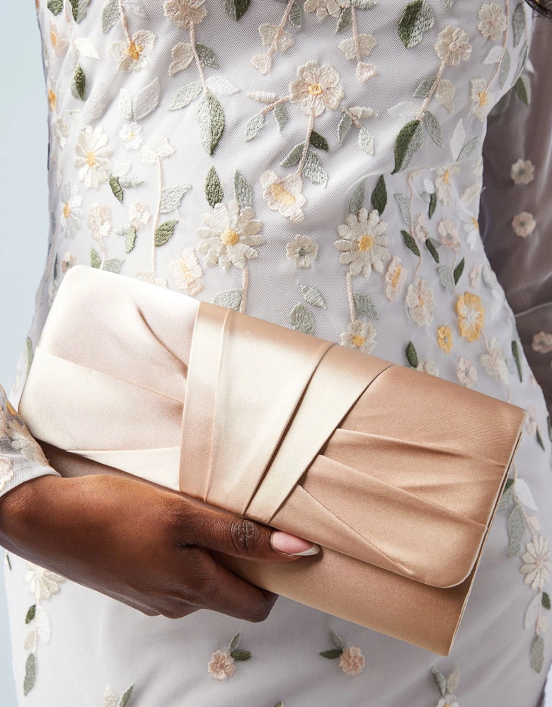 Emma Satin Detail Chain Clutch Bag