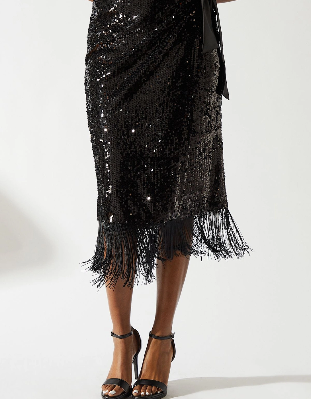 Party Sequin Fringe Hem Wrap Skirt, 6 of 5