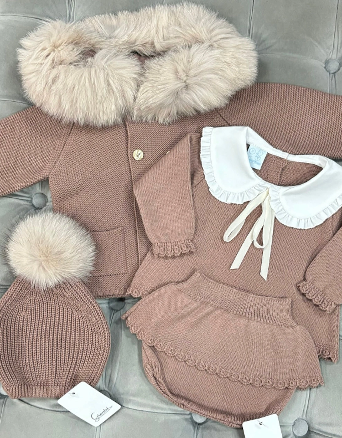 Brown Knit Jam Pant Set