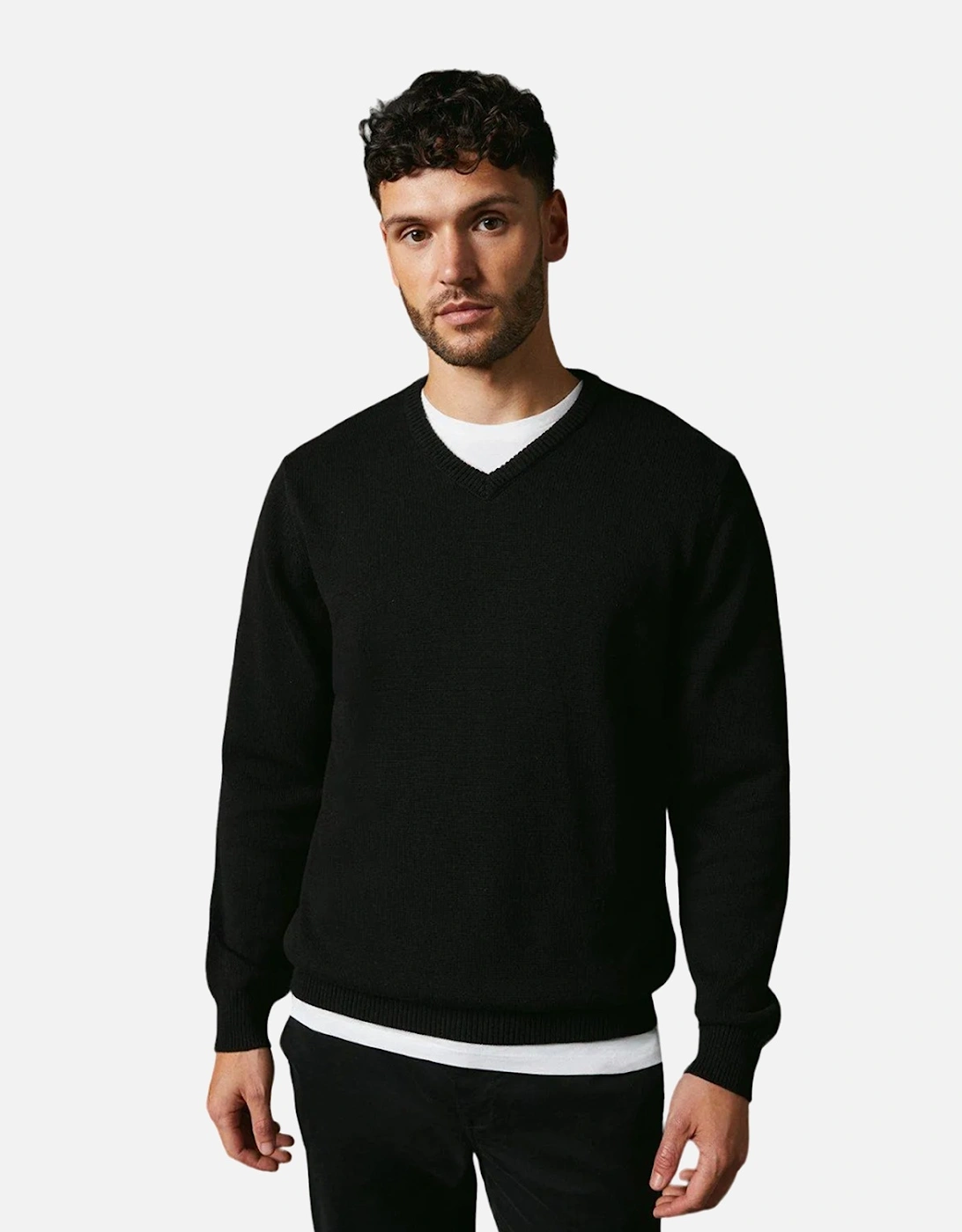 Mens Premium Cotton V Neck Jumper, 4 of 3