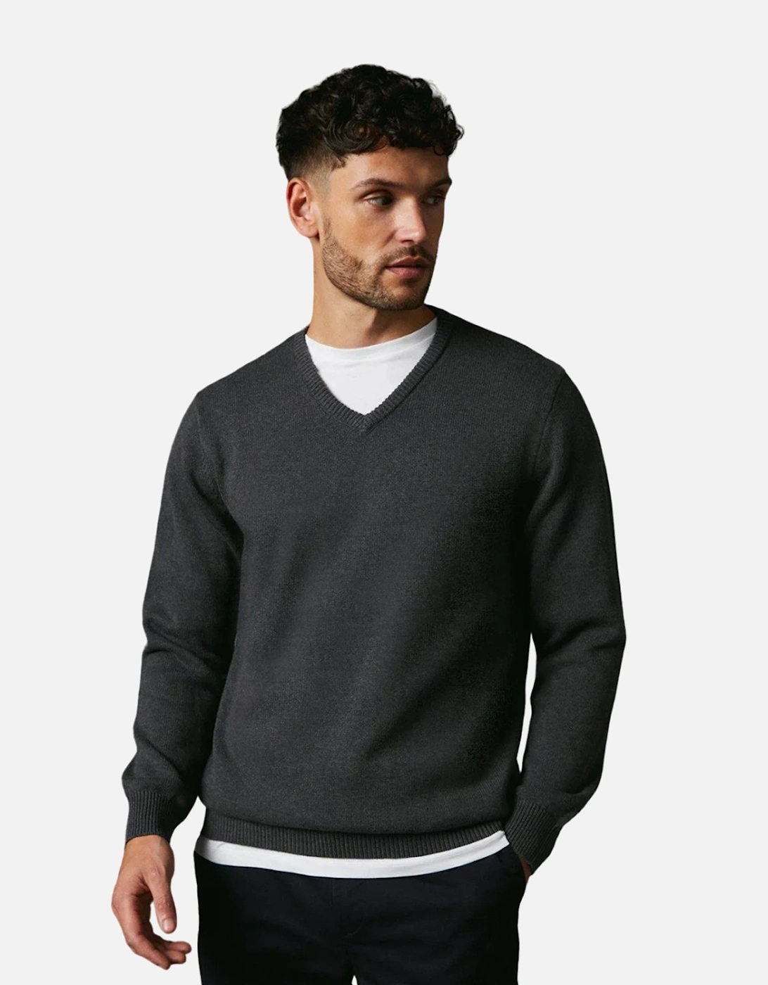 Mens Premium Cotton V Neck Jumper, 4 of 3